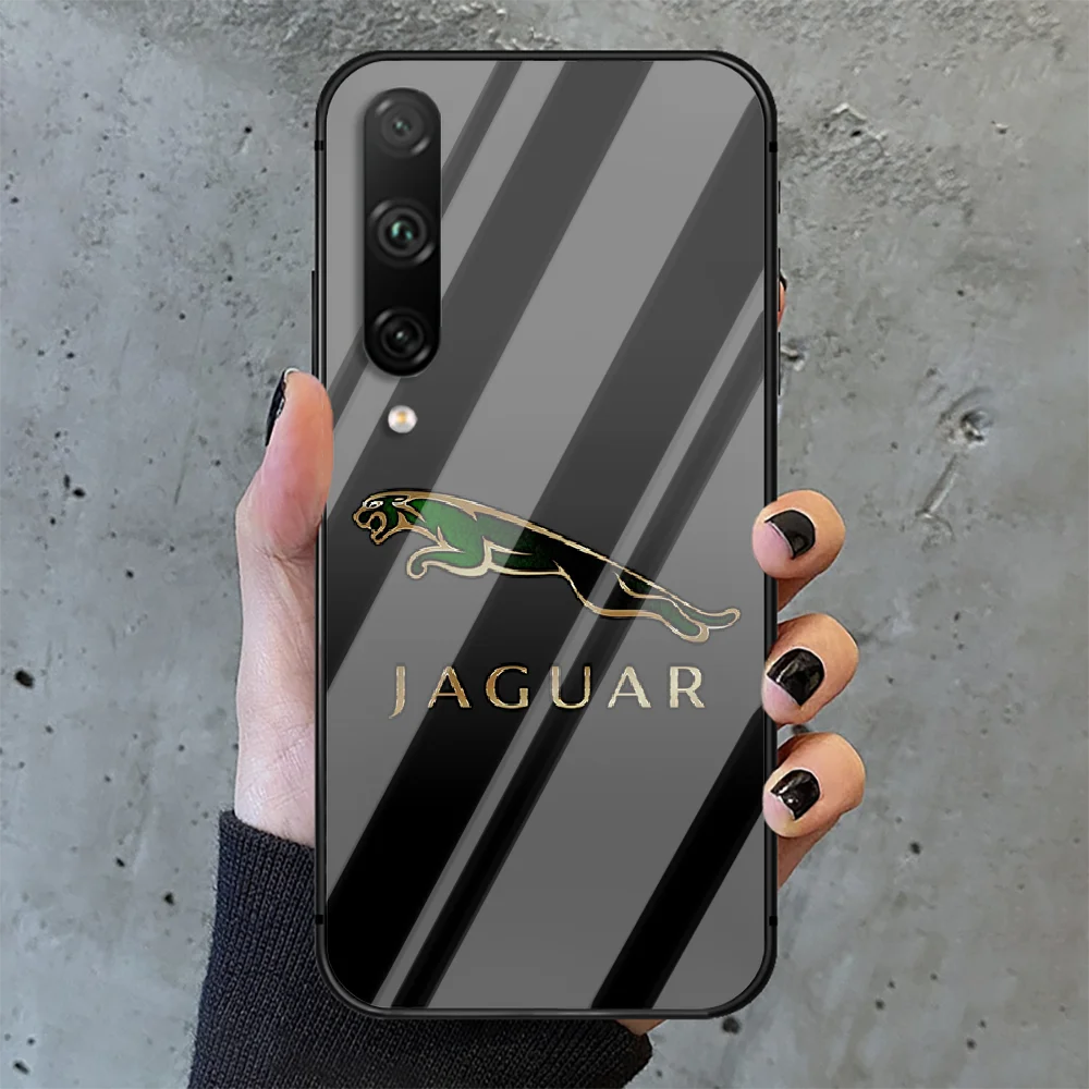 

British car brand Jaguars Phone Tempered Glass Case Cover For huawei honor 7 8 9 10 20 A X S lite i pro Black Tpu Bumper Luxury