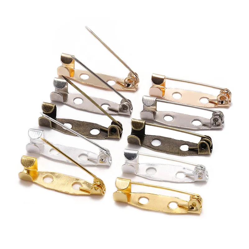 

50pcs/lot 15 20 25 30 35mm 7 Colors Brooch Clip Base Pins Safety Pins Brooch Settings Blank Base For DIY Jewelry Making Supplies