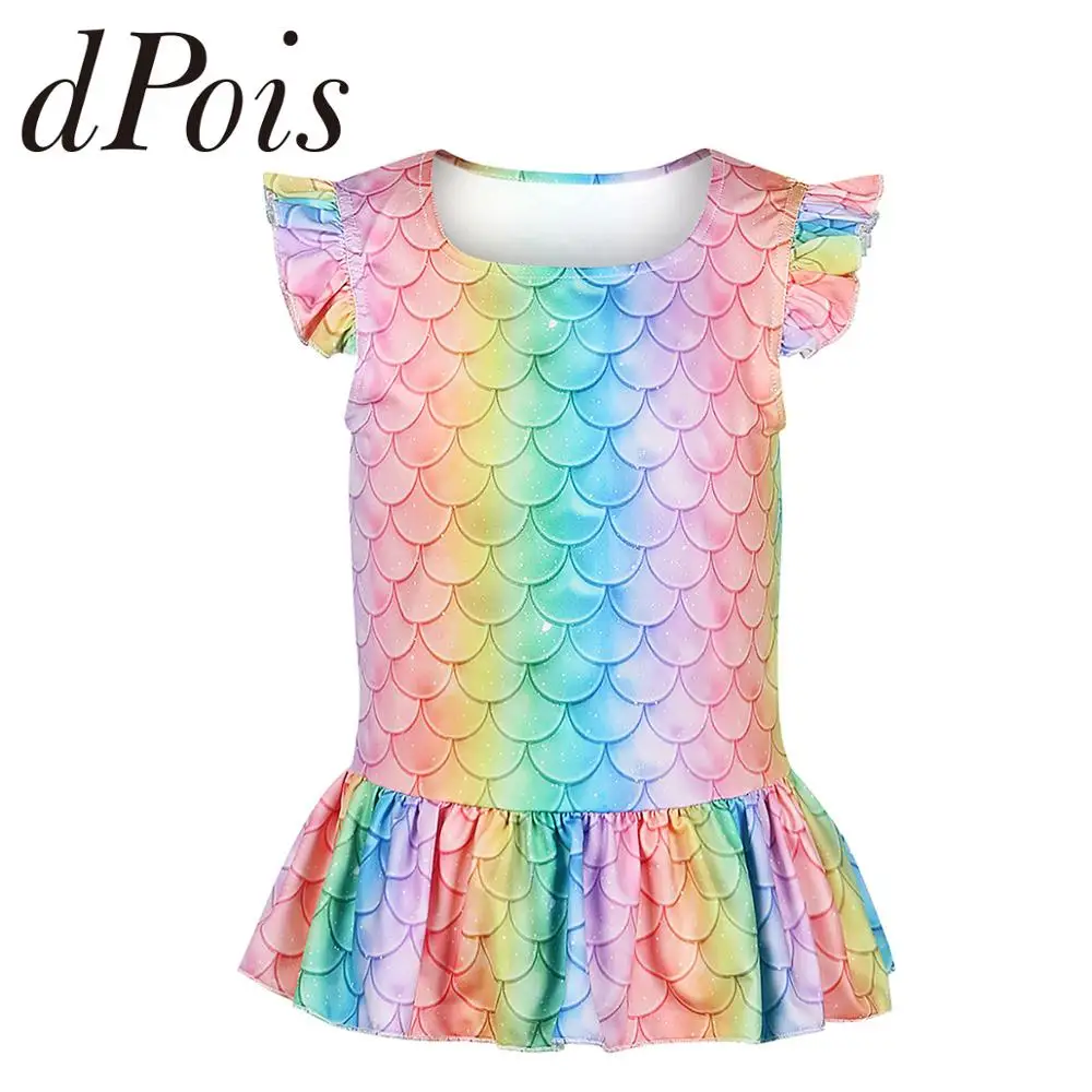 Детский Костюм Русалки для девочек купальный костюм с объемным цифровым принтом