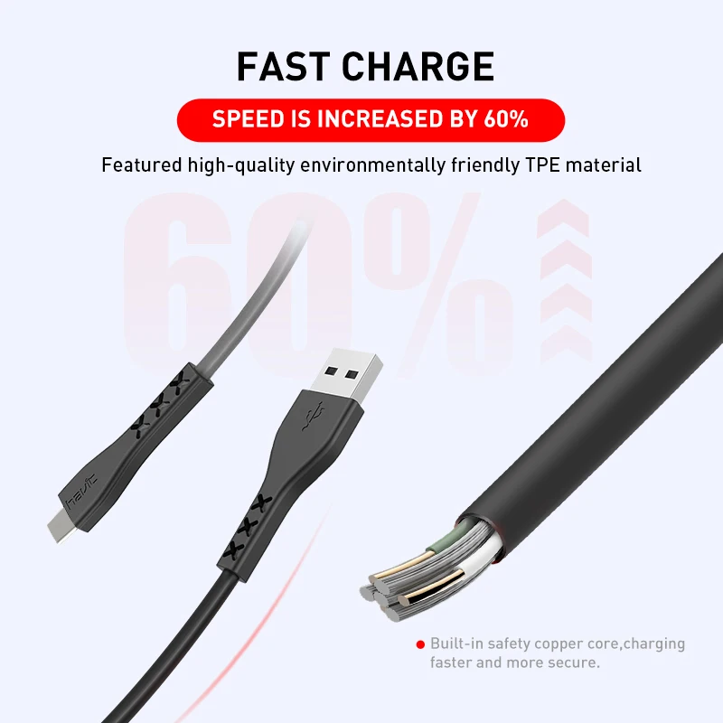 Кабель для зарядки Havit H68 с разъемом Type-C USB-кабель быстрой USB-C зарядное устройство