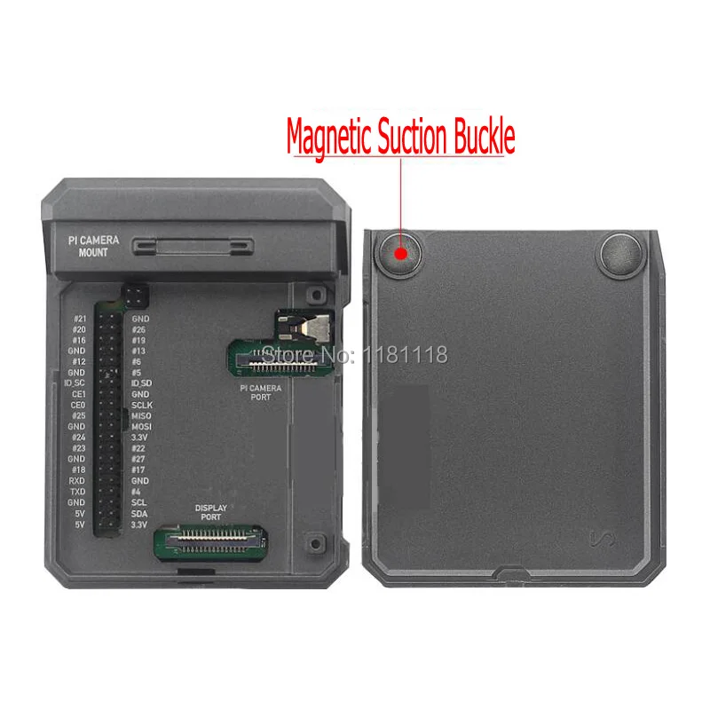 Чехол слайдер из алюминиевого сплава для Raspberry Pi 4 model B с магнитной присоской pi