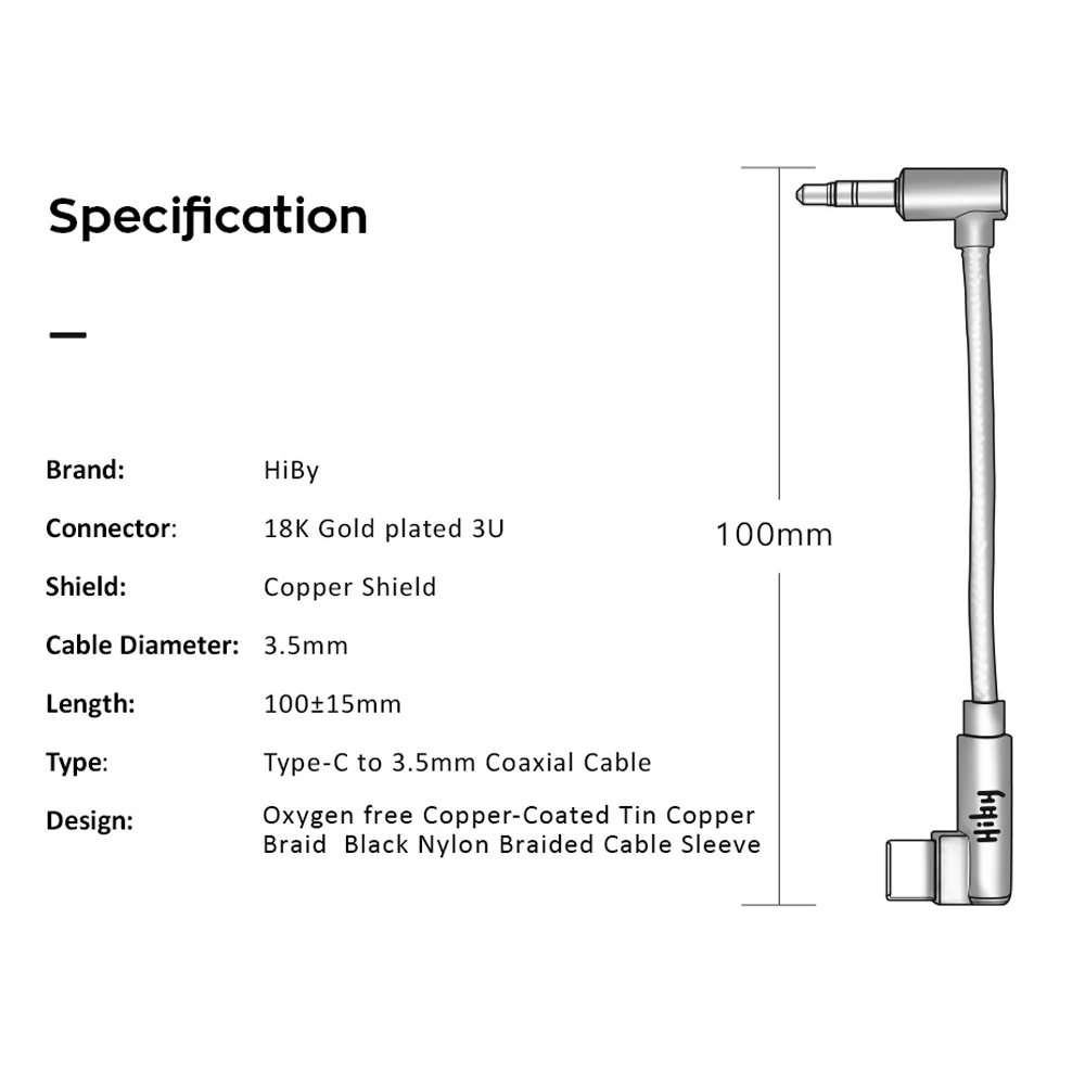 Коаксиальный OTG кабель HiBy Type C до 3 5 мм Hifi аудио для R2/R3/R3Pro Chord Mojo Hugo2|Аксессуары