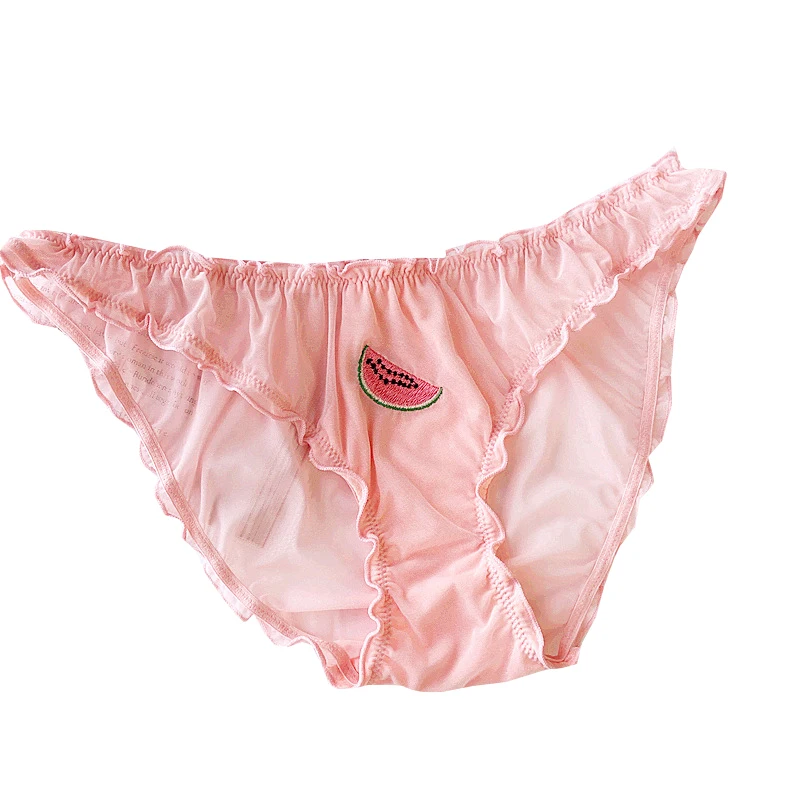 Женские прозрачные трусы с вышивкой фруктов кружевное нижнее белье сексуальное