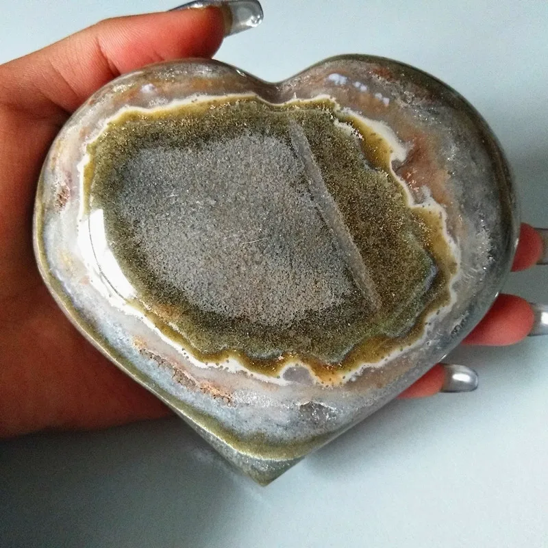 Природный морской яшма камень море Сердечко с драгоценным камнем кристалл камень минеральный образец Кристалл ston