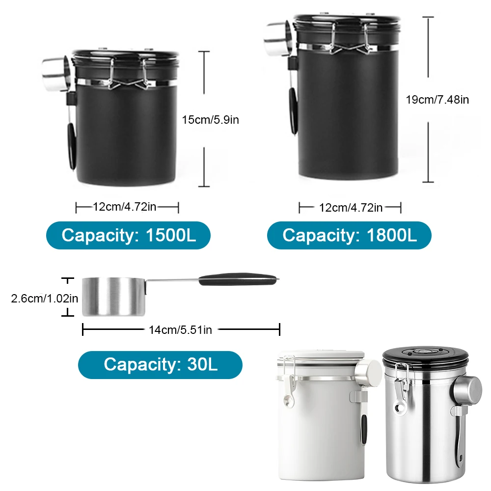 

Coffee Storage Container Airtight Stainless Steel Coffee Canister Vault Coffee Bean Container With CO2 Valve To Keep Beans Fresh