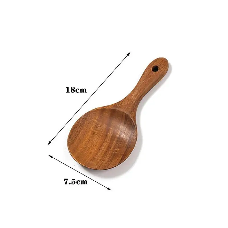

Teak Natural Wood Tableware Spoon Handled Wooden Rice Wooden Cooking Spoon Kitchen Tool Tablespoon Spoon Ladle K3S5