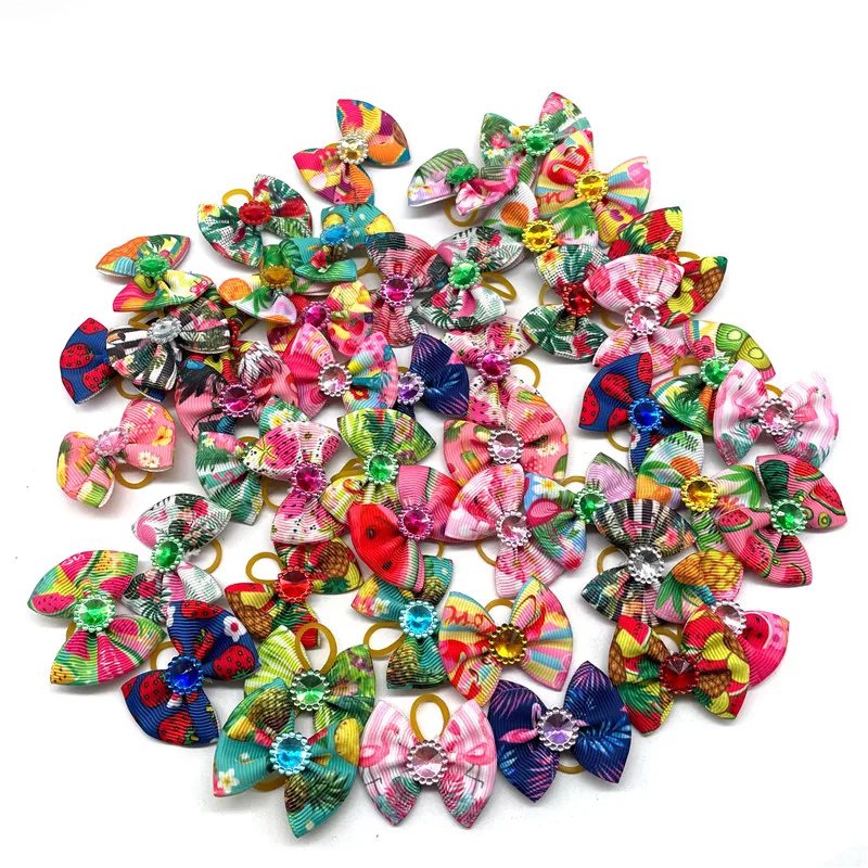 10/20/30 Pcs Pet Dog Bows Summer Fruit Style Dog Supplies Rubber Bands Cat Dog Hair Bows Yorkshire Grooming Bows Pet Supplies images - 6