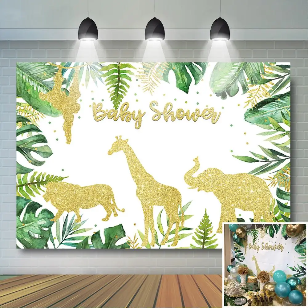 Золото ДЖУНГЛИ зоопарк фон с изображением животных из джунглей пальмовых