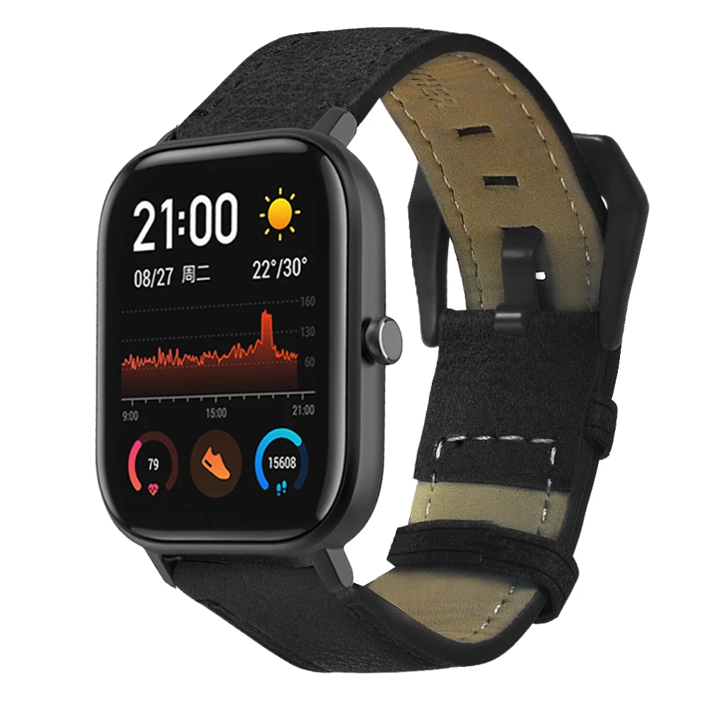 Для Amazfit GTS ремешок 20 мм модный винтажный кожаный ремешок ручной работы из натуральной кожи для браслета Amazfit GTS