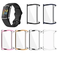 multicolor smart watch plating protective case for fitbit charge5 full coverage tpu screen protector cover