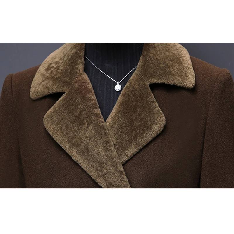 Размера плюс осеннее Женское пальто из шерсти и синтетического волокна Зимнее