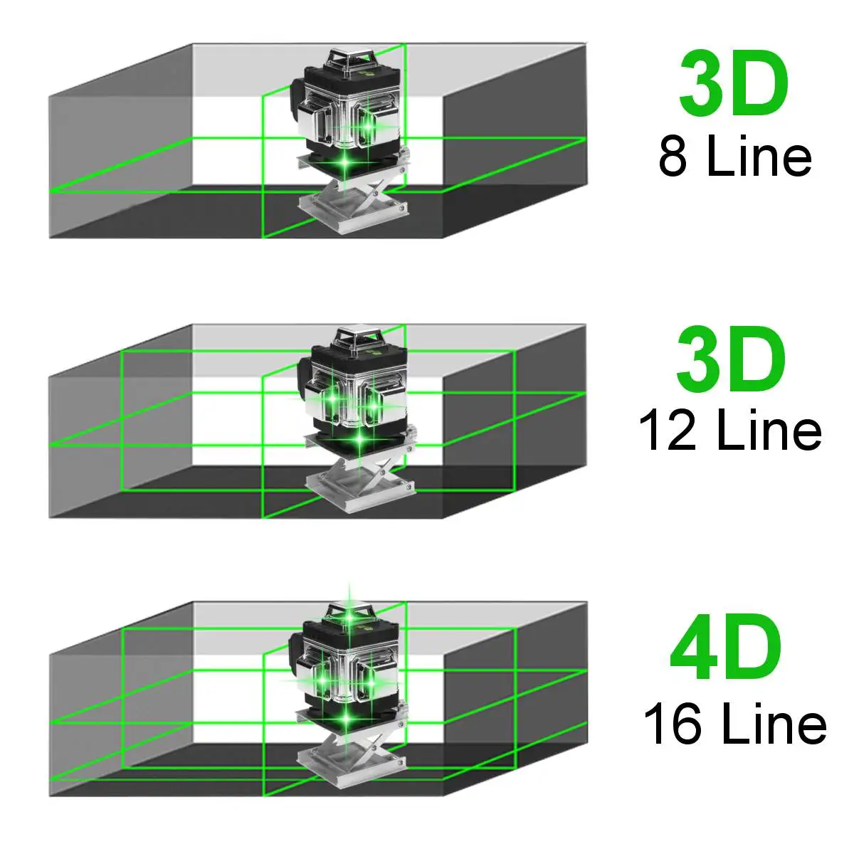 16 Lines 4D Laser Level Green Line Self Leveling Horizontal &amp360 Degree Vertical Cross with Battery for Outdoor | Инструменты