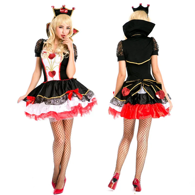 Восхитительный Костюм Королевы сердец для покера, костюмы для взрослых на Хэллоуин для женщин, карнавальные сексуальные аниме нарядные платья, наряд