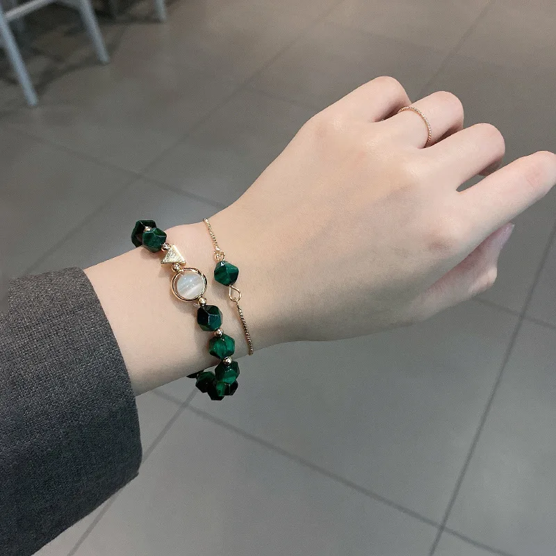 

New simple fashion niche design retro tiger eye stone light luxury woman bracelet