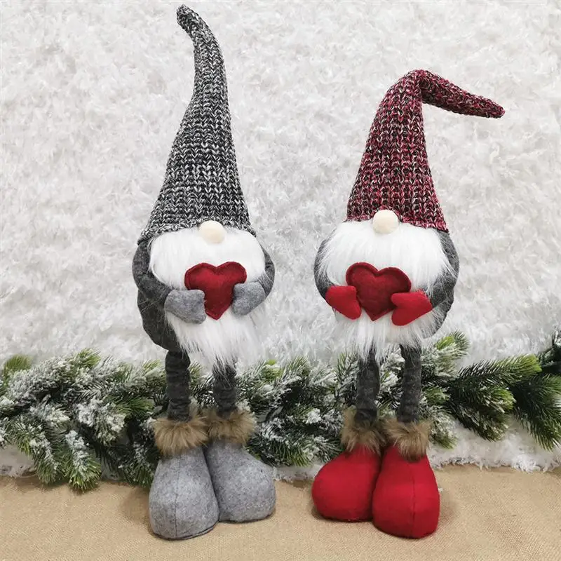 

2pcs Christmas Doll Decorative Gnome Ornaments Showcase Standing Doll Christmas Decor Xmas Gnome Table Decoration