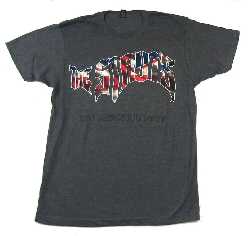 Struts UK Flag Logo Fall Tour Grey T Shirt New Band Merch |