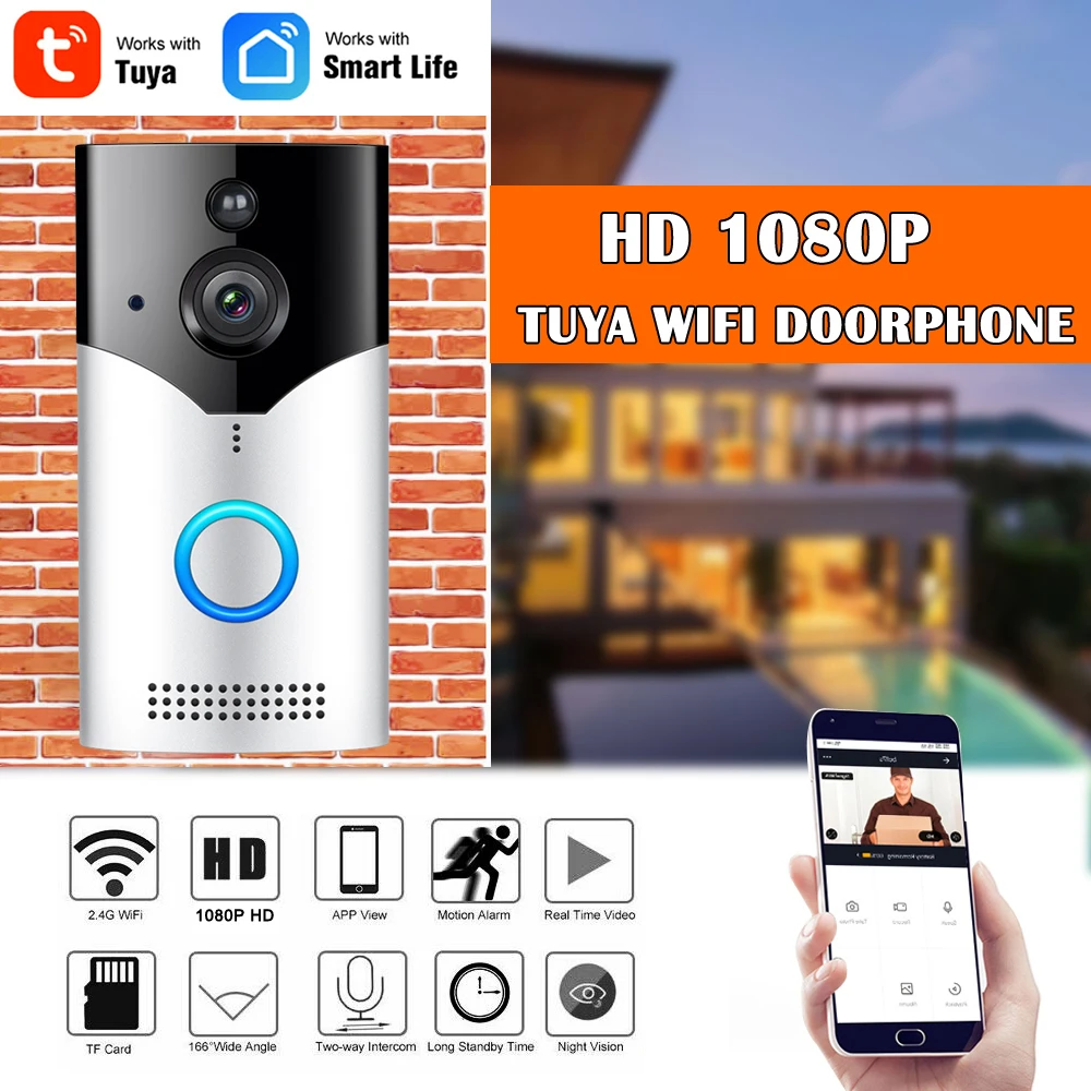 Умный видеодомофон Tuya HD 1080P Wi Fi ночное видение|Видеодомофон| |