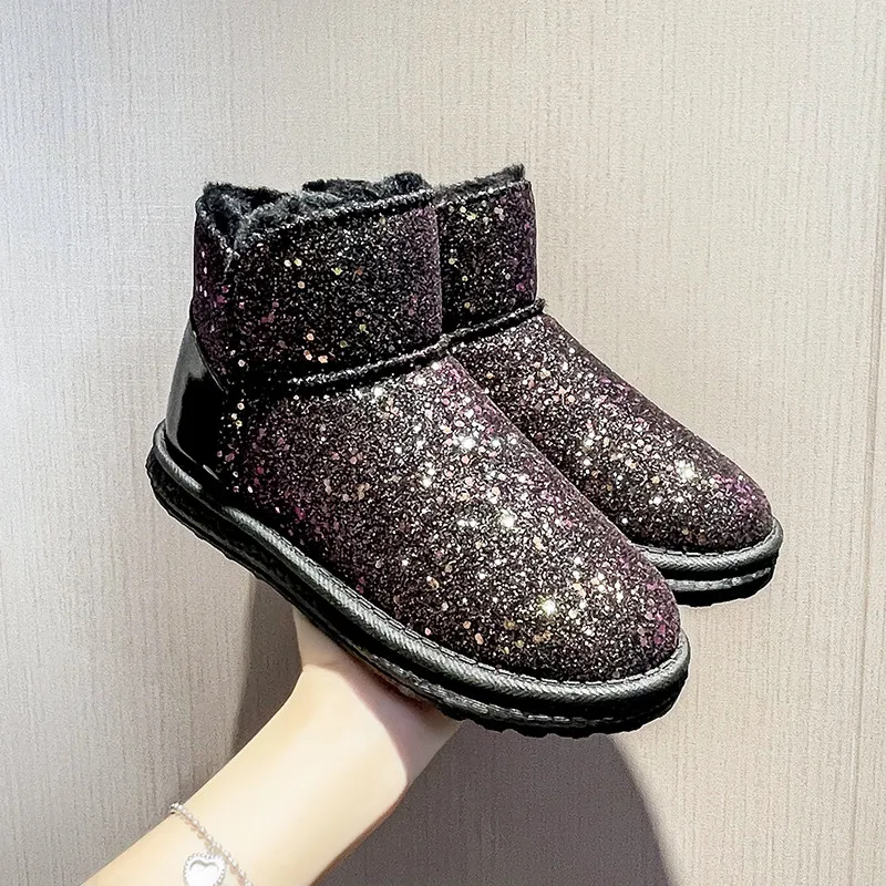 

Женские ботинки со стразами, с круглым носком, на плоской подошве