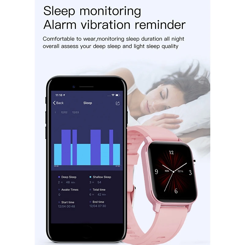 

2 Pcs Smart Watch Fitness Watch Smart Watch IP68 Waterproof for Android Ios with Heart Rate Monitor, Pink & Black