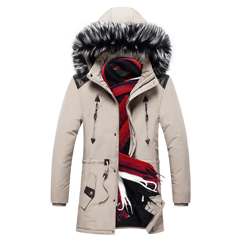 Coat men's collar hooded winter warm jacket men's cotton multi-pocket men's jacket