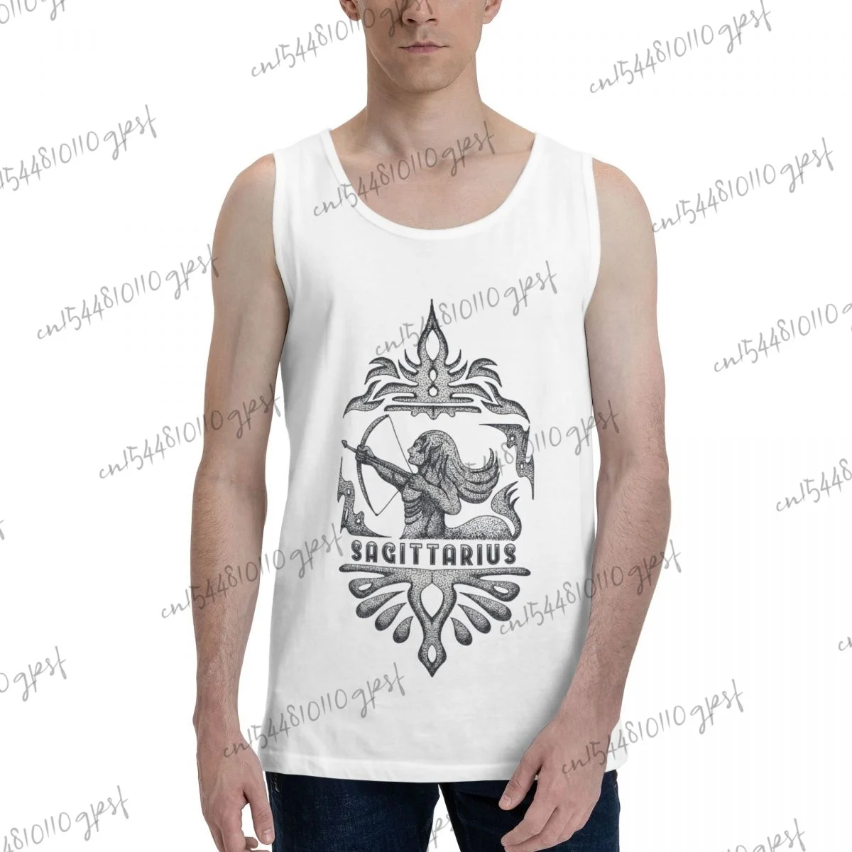 

Men's sport musculation Sagittarius Zodiac Vintage Vector Illustration Pure cotton men tank top gym clothing