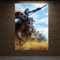 order of the temple banners flag wall art vintage crusaders posters canvas painting knights templar armor wallpaper home decor 5