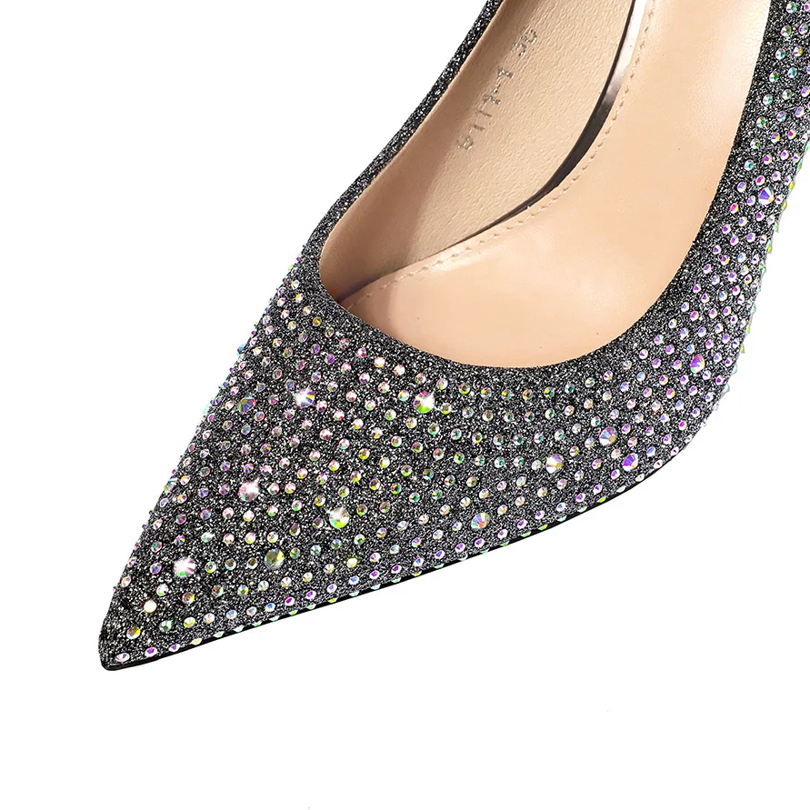 2019 г. Женские блестящие туфли лодочки на высоком каблуке 9 5 см со стразами женские