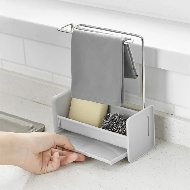 Free Punching Kitchen Sink Sponge Drain Rack Kichen Storage Stand Cookware Holder Iron Accessories ag07 | Дом и сад