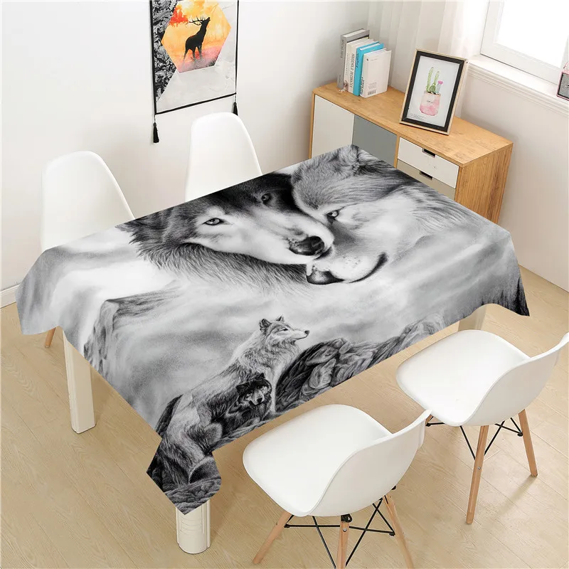 

Love Wolf Tablecloth polyester Hotel Picnic Table Rectangular Table Covers Home Dining Tea Table Decoration
