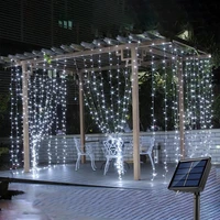 new year 2023 christmas decoration accessories solar led festoon fairy garland curtain light 3mx3m for wedding xmas house decor