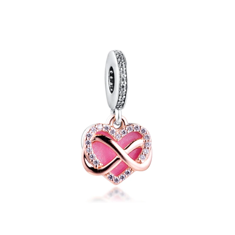 

CKK Silver 925 Jewelry Sparkling Infinity Heart Dangle Charm Fits Original Bracelets Sterling Silver Beads
