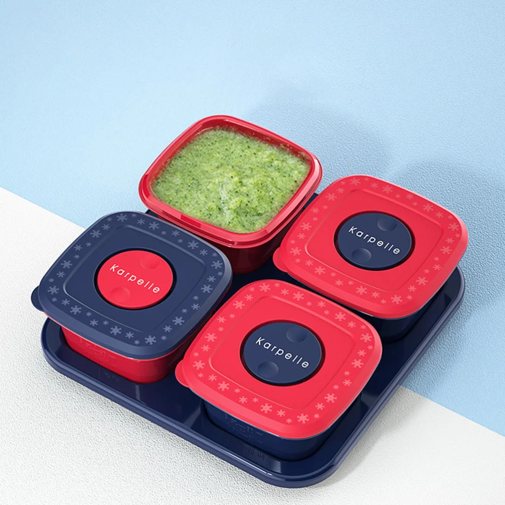 

1 Set/4pcs 120ml Baby Food Container Portable Outdoor Snack Box with Tray