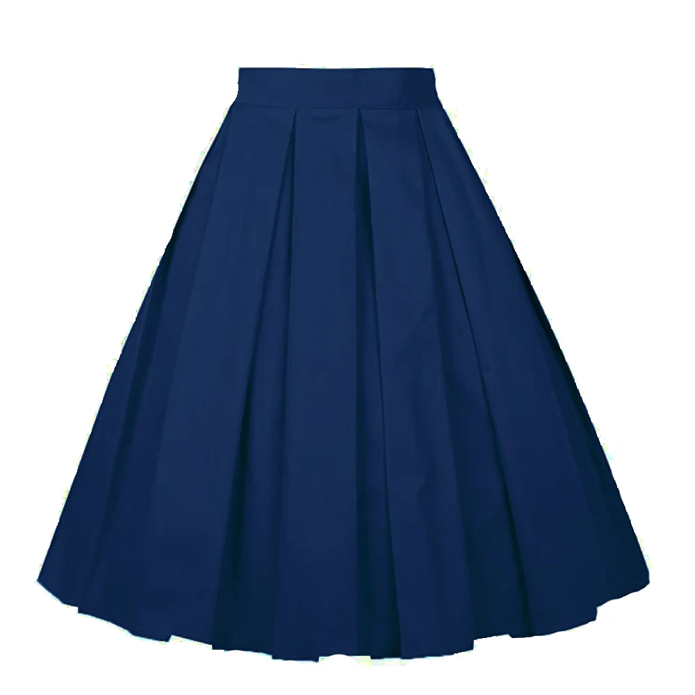 

New 2021 Summer Pleated Vintage Black Skirt 50s Pin up Style Rockabilly Swing Skirts Women Retro High Waist Midi Skirt SS0012