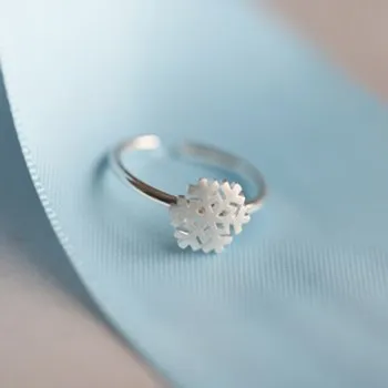 

Korean Version Cute Opening Adjustable Ring Christmas Snowflake Silver Raz Ring Personality Gift Factory Wholesale QXR29