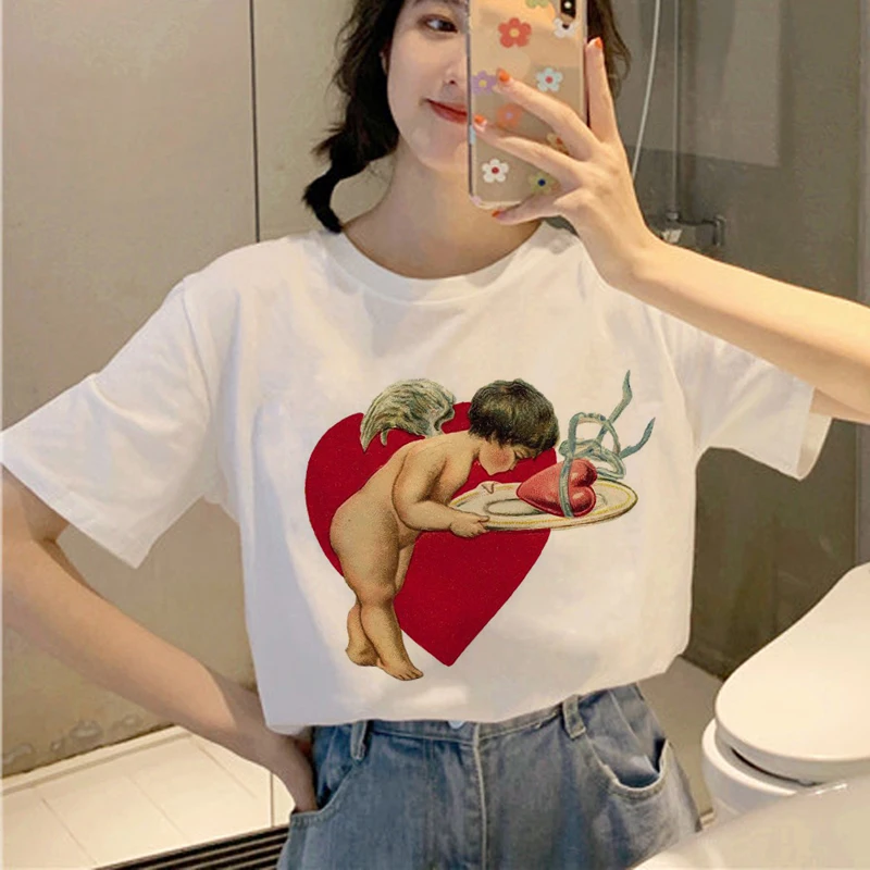 

Angel Aesthetic Kawaii T Shirt Graphic Top T-shirt Streetwear Harajuku T-shirt female Top Tees friends ropa mujer Woman