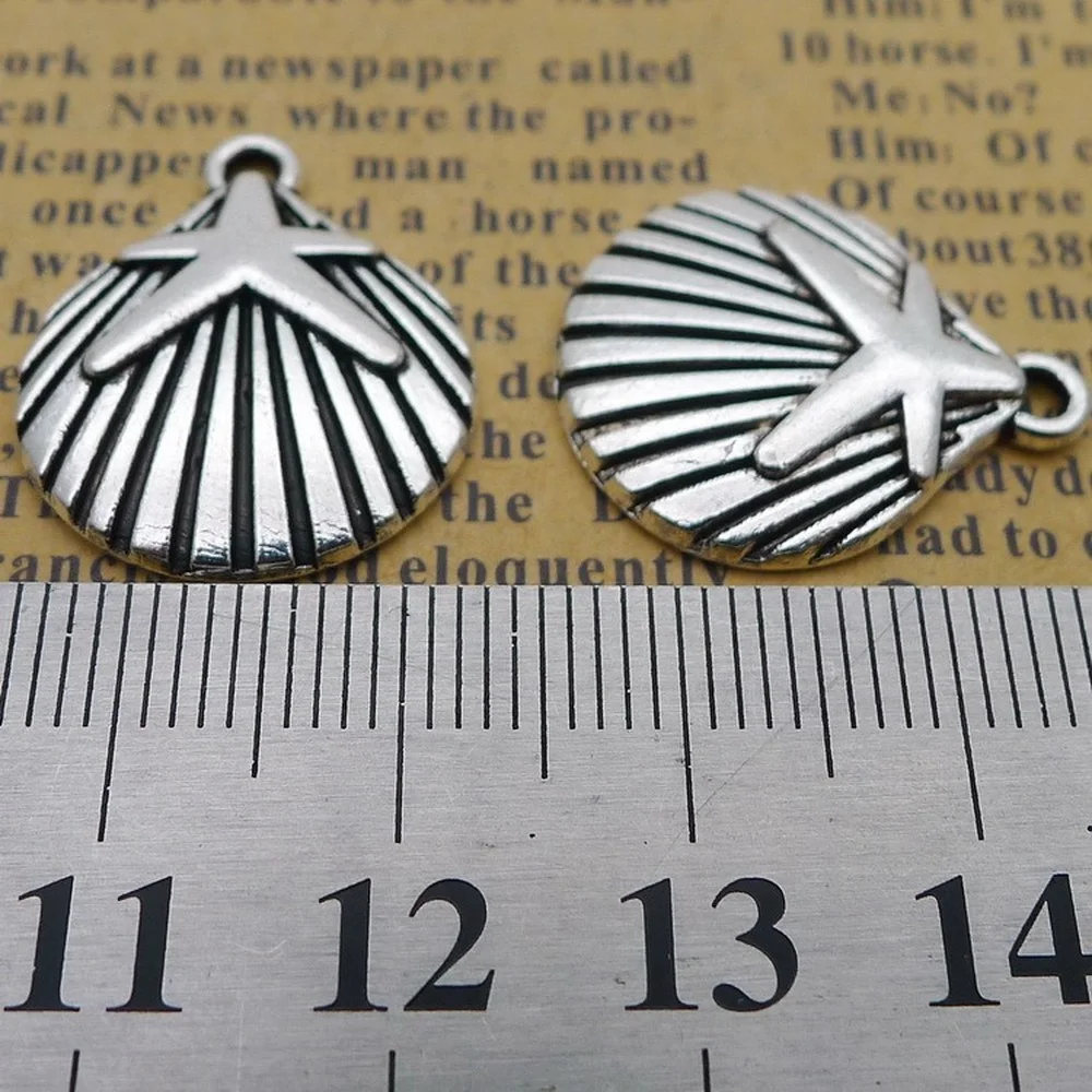 

100pcs Shell Charms 18mm x 22mm DIY Jewelry Making Pendant Antique Silver Color