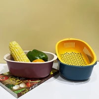 double layer drain basket separable wash fruit bowls organizer plastic vegetable storage drain baskets kitchen accessories
