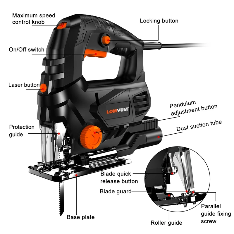 LOMVUM лазерный лобзик Электроинструмент машина электрическая пила с лазерной