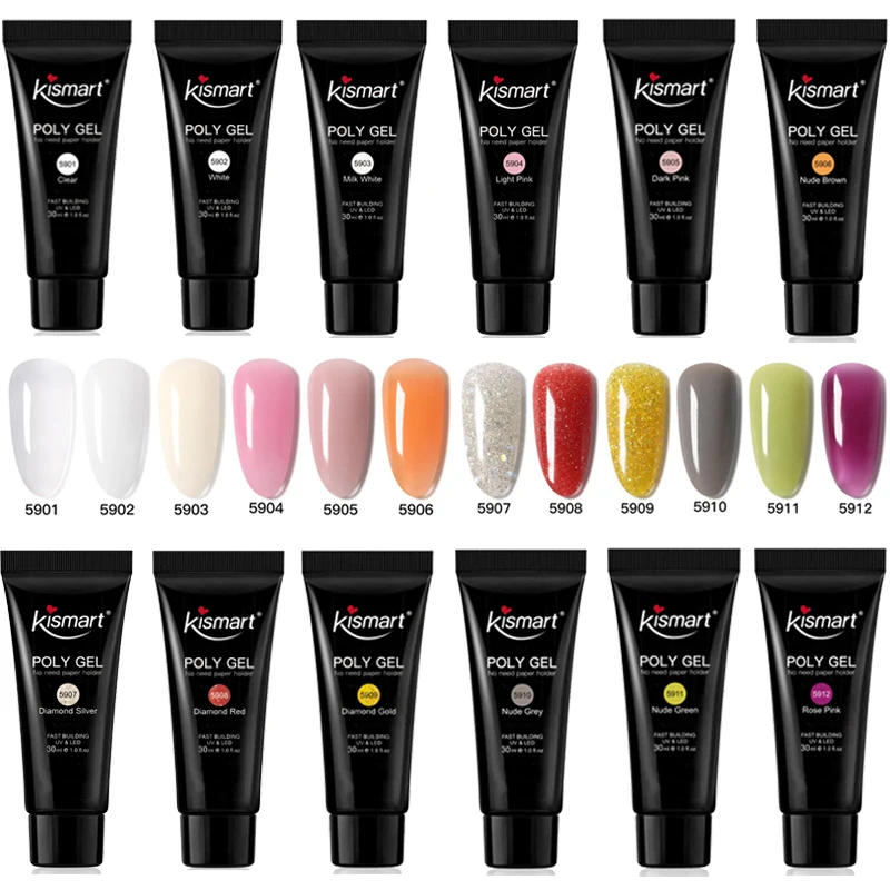 

30ML Colorful Nail Builder Crystal Polish Gel Quick Nail Extension Gel For Acrylic Gel LED Hard Builder Gel Nail Art Gel Polish