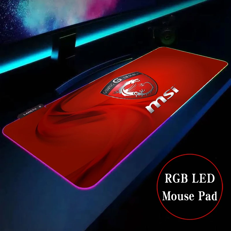 

Msi pattern design Anime RGB Gaming Mouse Pad Gamer Keyboard Desk Non-slip Rubber LED Mouse Mat