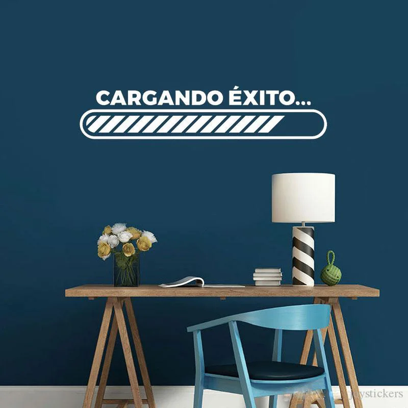 Наклейка на стену цитата испанском языке &quotCargando Exito&quot игра деко декор для