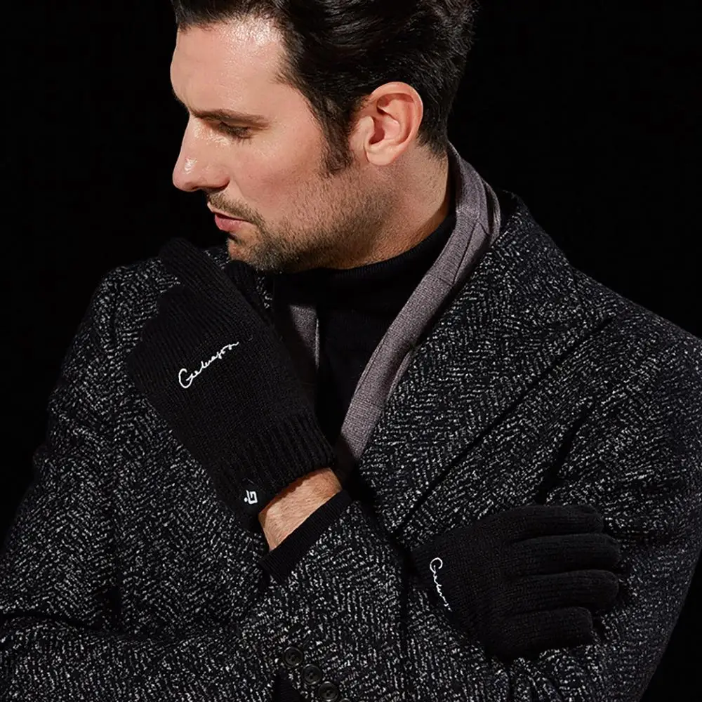 Теплые зимние трикотажные перчатки мужские для путешествий двойные