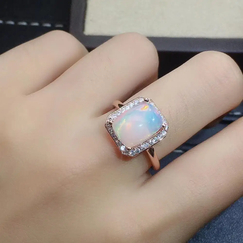 

The best gift for engagement Natural and Real Opal Ring Solid 925 Sterling Silver For Women Colour Gem Stone Rings Fine Jewelry