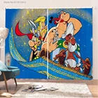 Затемняющие шторы Asterix с 3D рисунком, Мультяшные оконные драпировки с анимацией, 2 панели для гостиной, оконные принадлежности, украшение для дома
