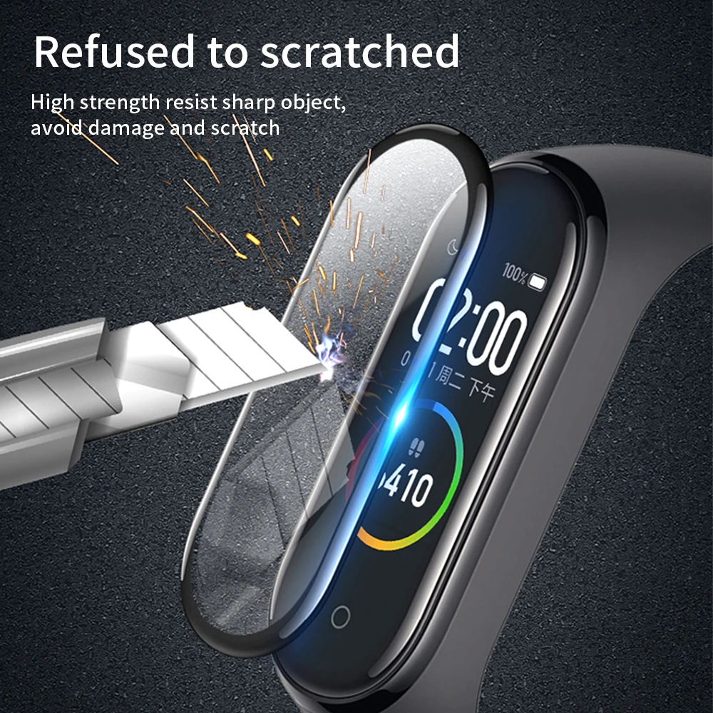 

2pcs HD Scratchproof Curved Soft Film For Xiaomi Mi Band 5 Bracelet Thickened Screen Protectors Glass for Mi band5 Watchband 5