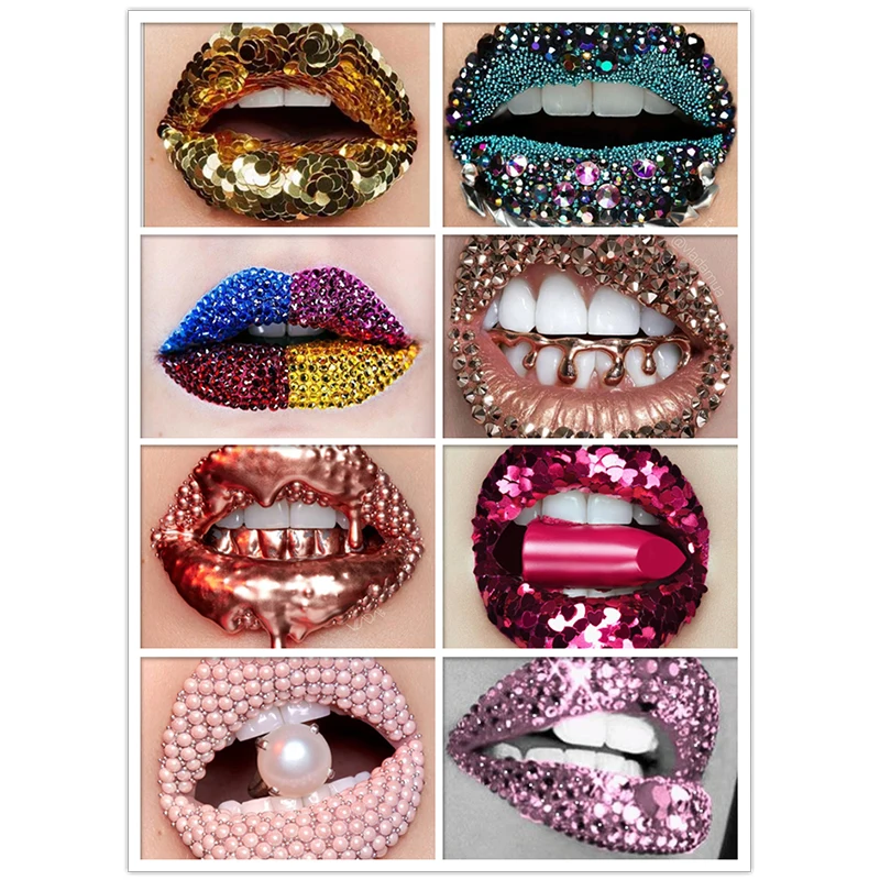 

New sexy flowers money lips full square diamond 5D diamond painting cross stitch kit inlaid mosaic diamond embroidery round,