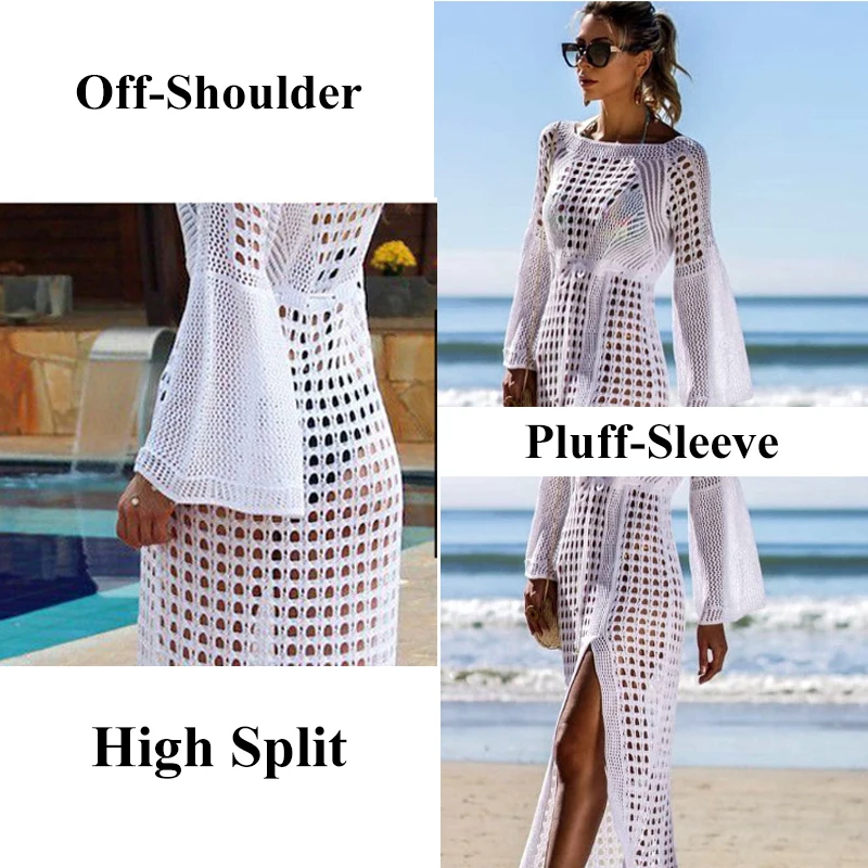 Женское пляжное платье-туника с высоким разрезом летняя пляжная одежда для