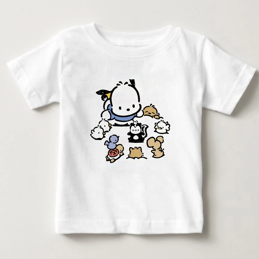 

digital Cartoon printing pochacco children Pure cotton T - shirt Cute cartoon dog summer boy and girl T shirt short sleeves kids