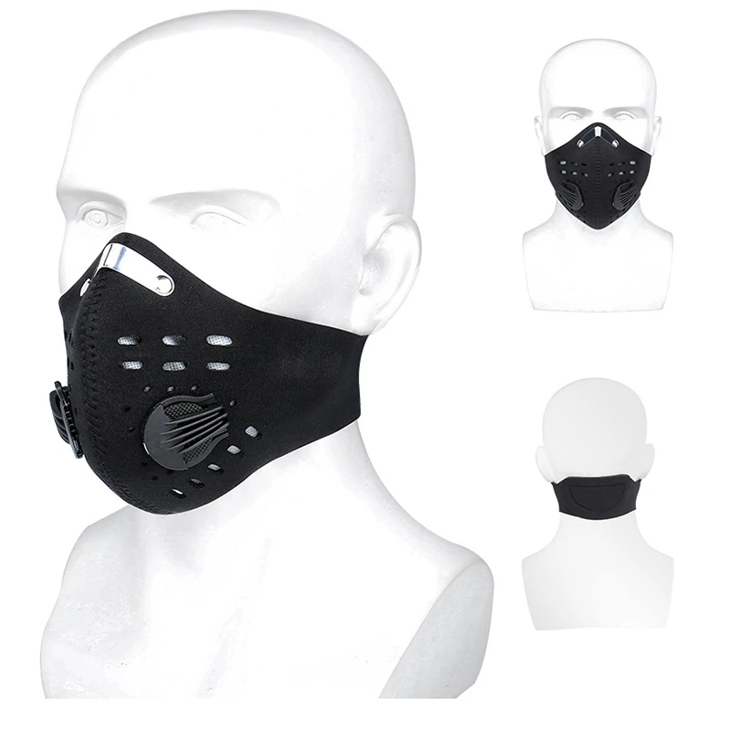 5 шт. PM2.5 моющаяся велосипедная маска для лица с фильтром дыхательный клапан