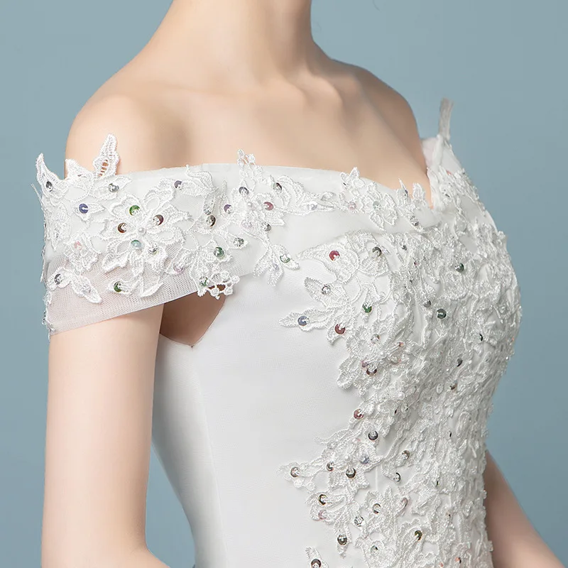 

Robe de Soiree 2019 New Muslim Lace Wedding dresses V neck Backless Ball gown Tulle Luxury Bridal gowns Vestido de Noiva